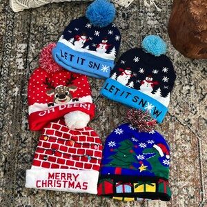 LED Christmas Pom Pom Beanies / Hats / Toques
